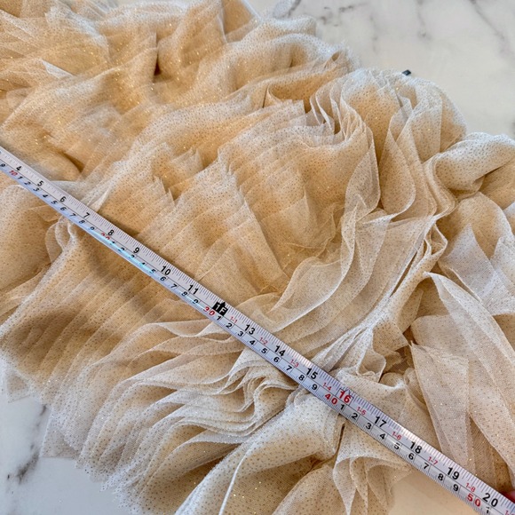 Anthropologie Lamarque Britney Ruffle Tulle Jacket Bolero Shrug Champagne Gold - Picture 13 of 16